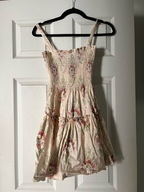 Hill House light pink Mini Dress with Pink Floral Print